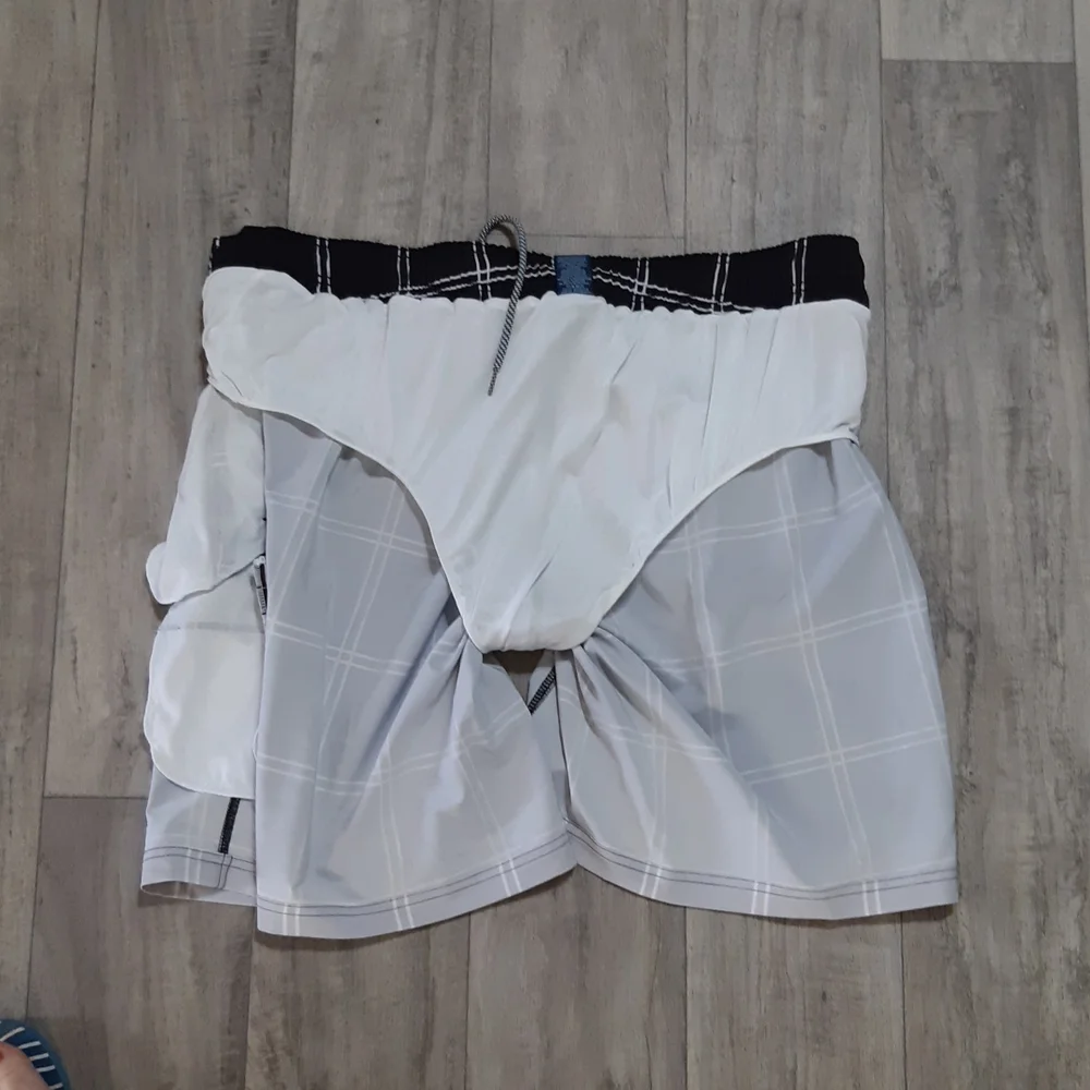 Mens Swimwear Tie waist Print black white grid 2XL 44/46 GEORGE Pool swim Shorts